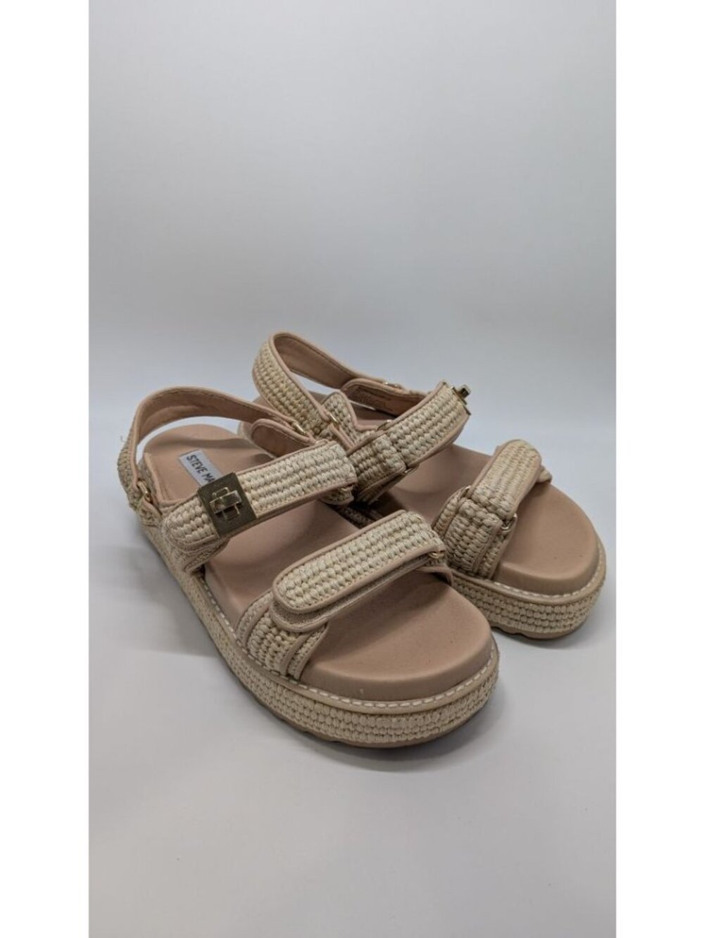 Steve Madden Tan Bigmona Natural Raffia Sandals